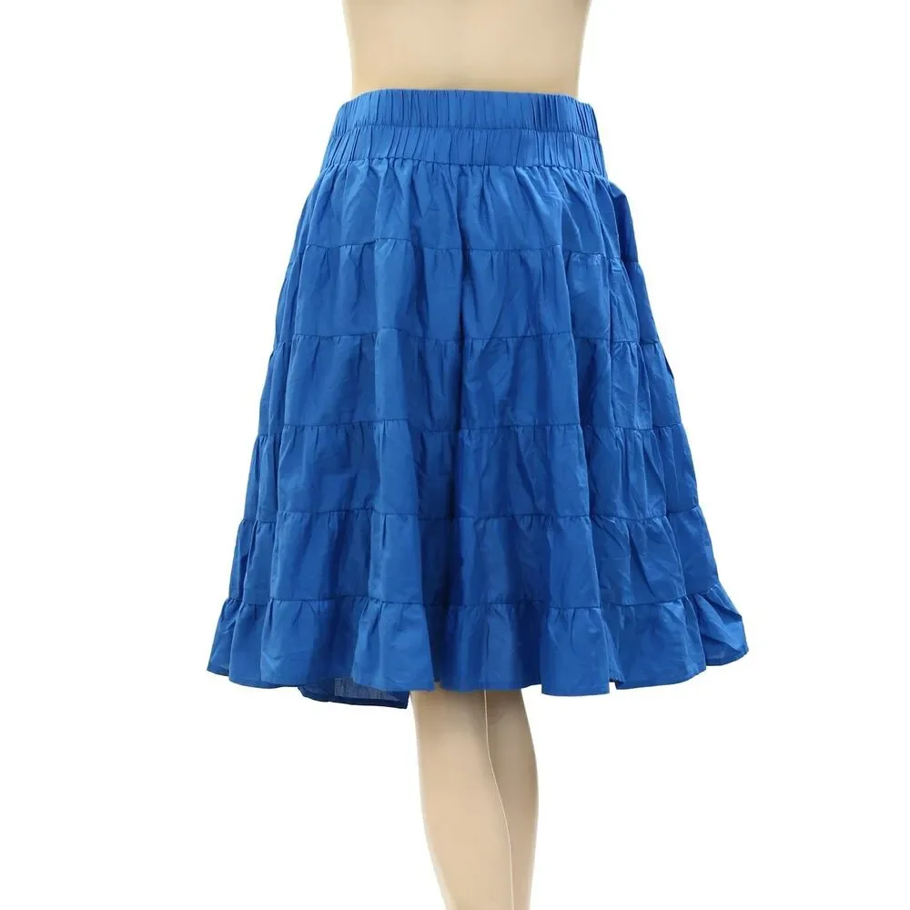Merlette NYC Texel Skirt Tiered High Waisted Solid Pull-On Cotton M 263609